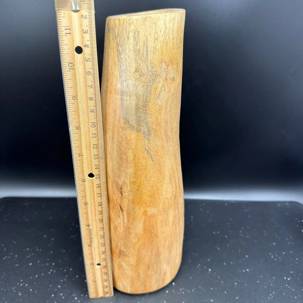 West Elm Log Vase Vessel Natural Wood Decorative Sculptural Vessel 11.5